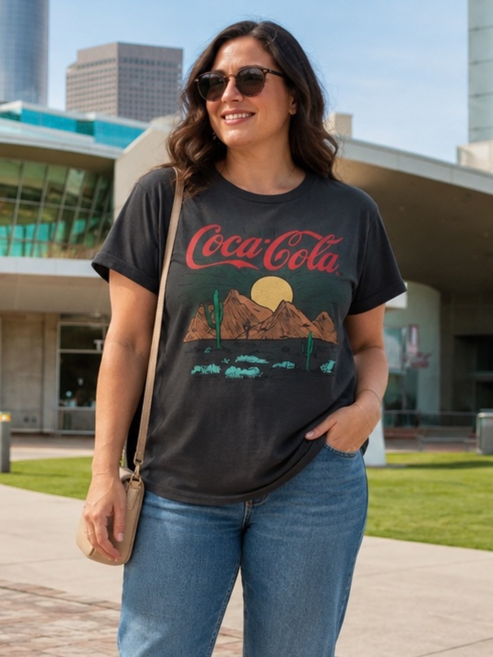 Torrid Coca-Cola Desert Graphic Tee Size M-L 10 Vintage Black NWT Cactus